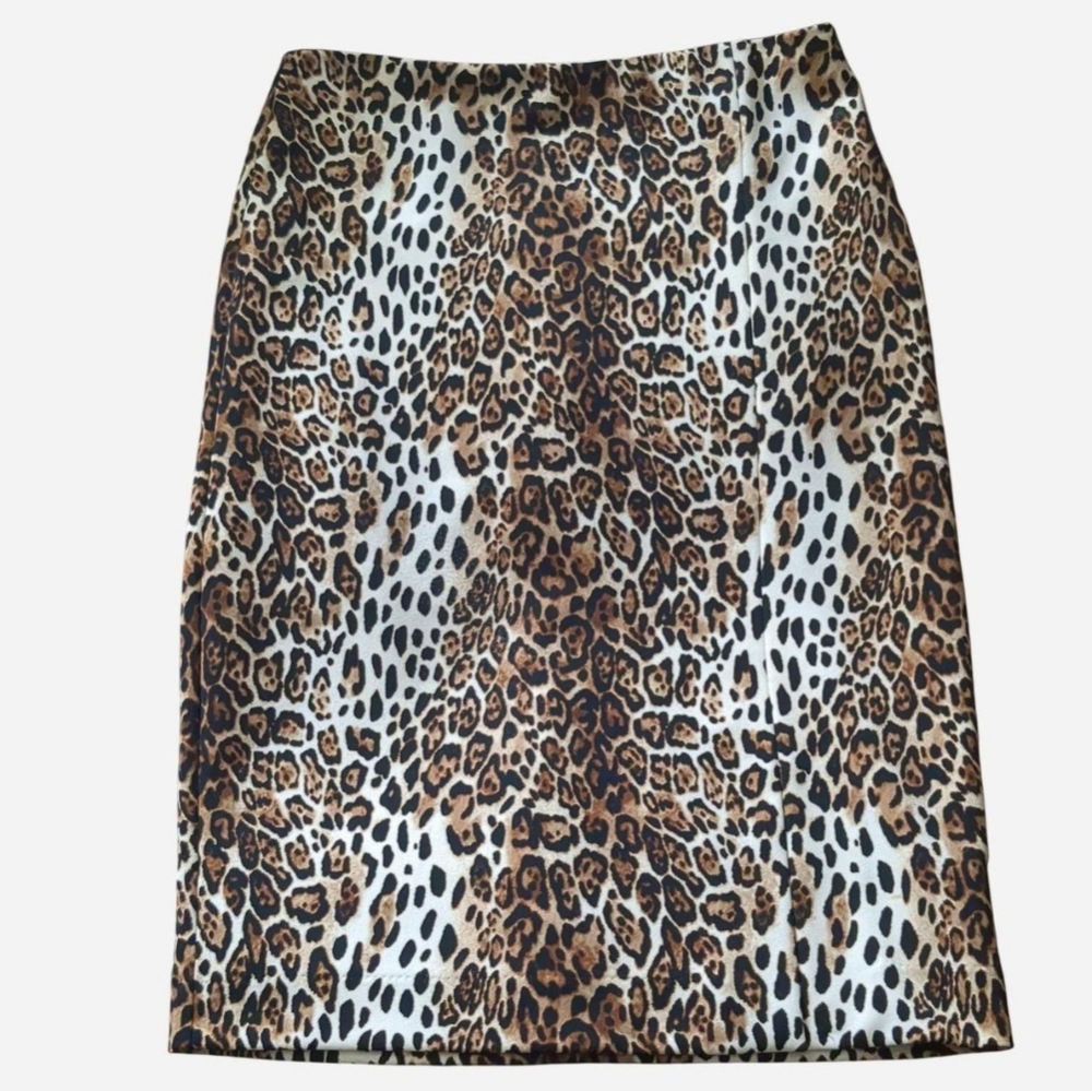 Vintage White House Black Market Leopard Print Pencil Skirt Size 4 🐆✨